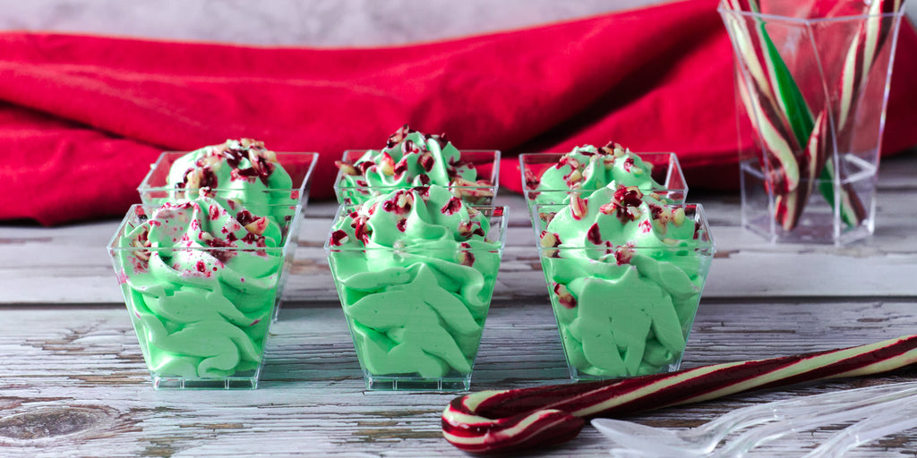 Christmas Tree Peppermint White Chocolate Mousse in Mini Cups