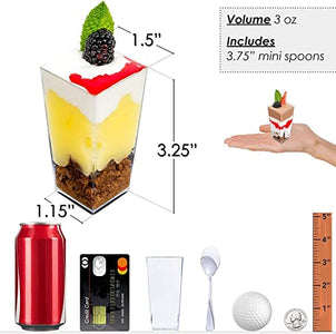 3oz Square Tall + Spoons (100 Pack)