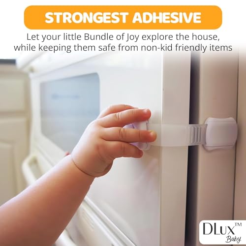 DLux Child Locks for Cabinets & Door Finger Pinch Guard - 12 Pack