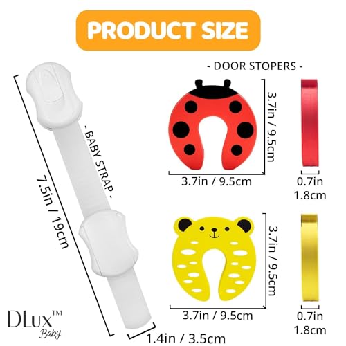 DLux Child Locks for Cabinets & Door Finger Pinch Guard - 12 Pack