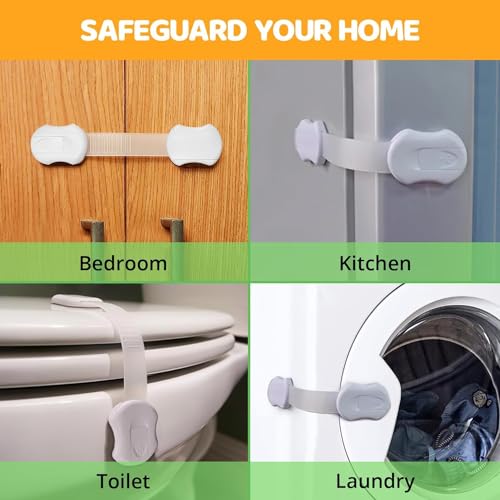 DLux Child Locks for Cabinets & Door Finger Pinch Guard - 12 Pack