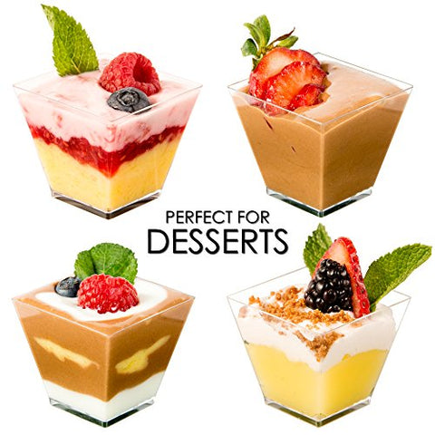 Square Mini Cup 2 Oz Square Mini Dessert Cups With Spoons (100 Pack) | DLux