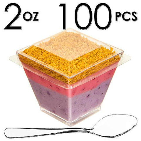 Image of 2oz Square + Spoons & Lids (100 Pack)