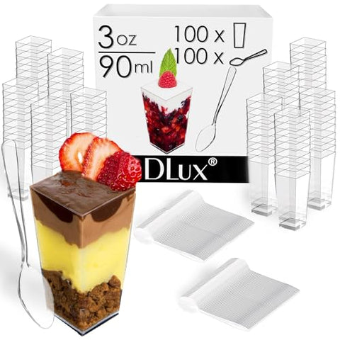 Image of 3oz Square Tall + Spoons (100 Pack)