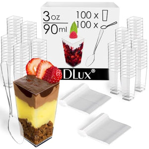 3oz Square Tall + Spoons (100 Pack)