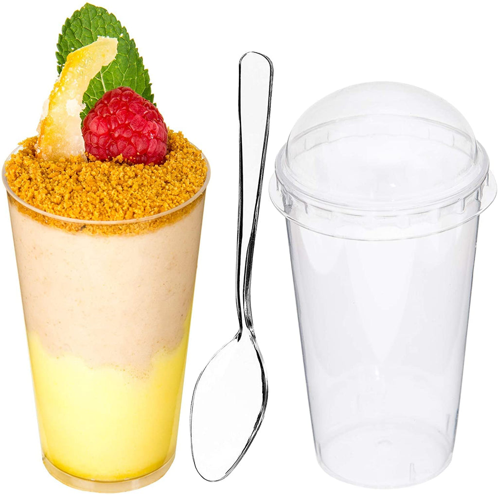 20 Or 40-Pack Small Plastic Dessert Cups With Spoons – Perfect For Party Shooters & Treats