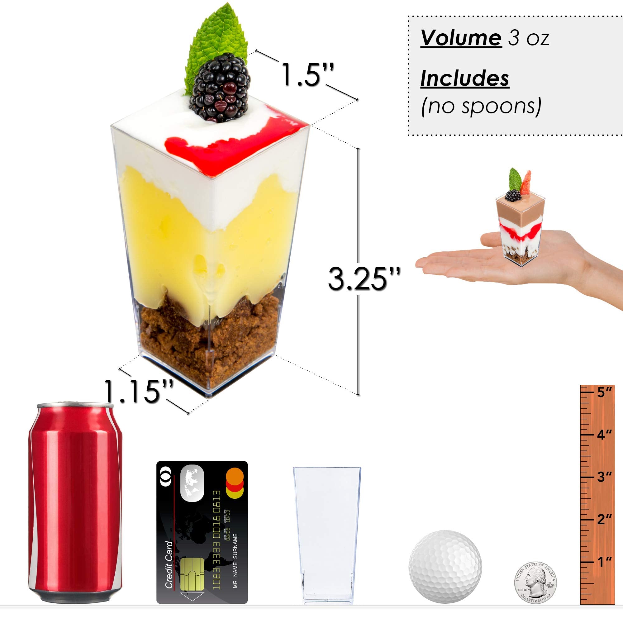 1000 Mini Dessert Cups [3 oz, Square Tall]