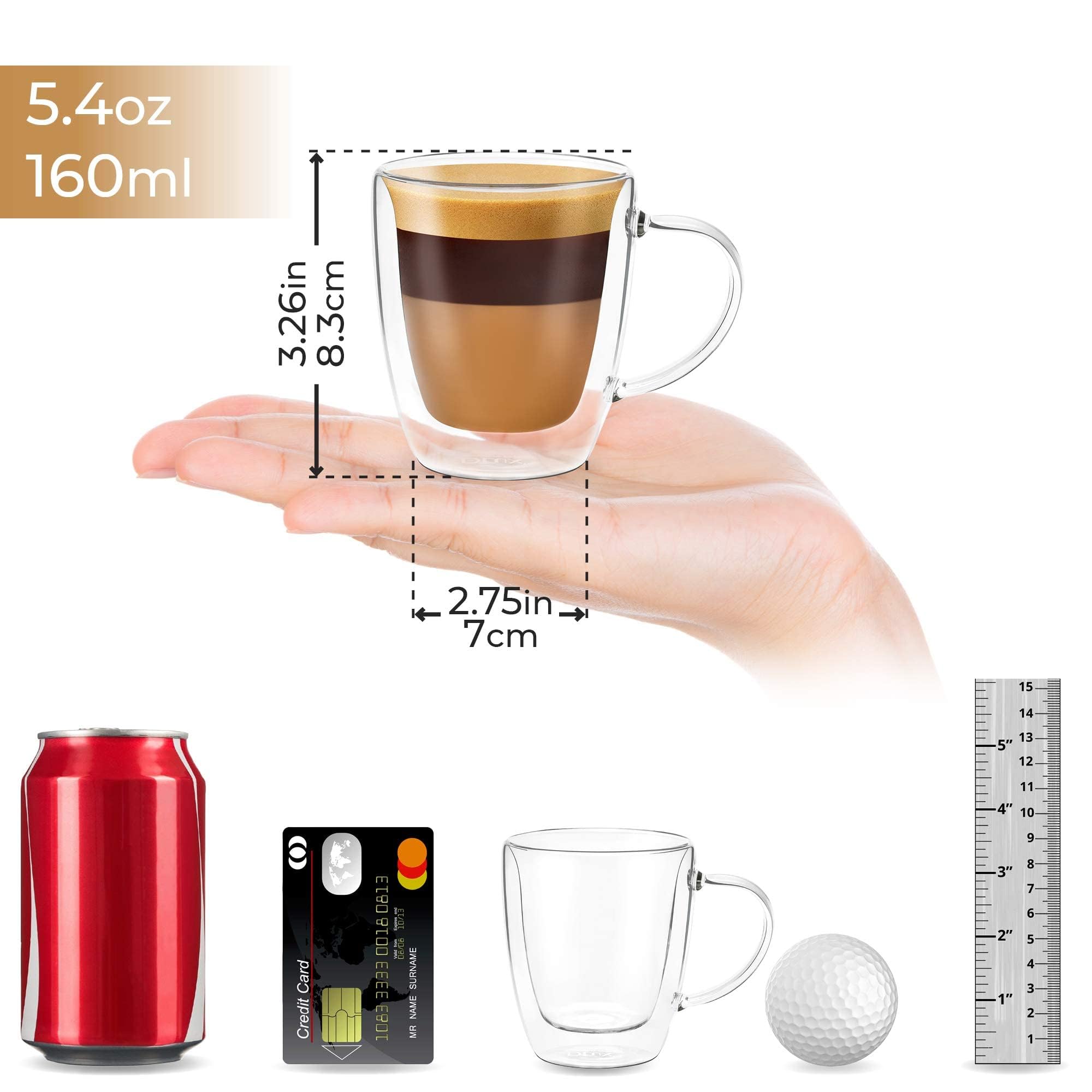 5.4oz Espresso Cups with Handles ( Set of 2 )