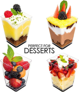 1000 Mini Dessert Cups with Spoons  [5oz, Square Large]