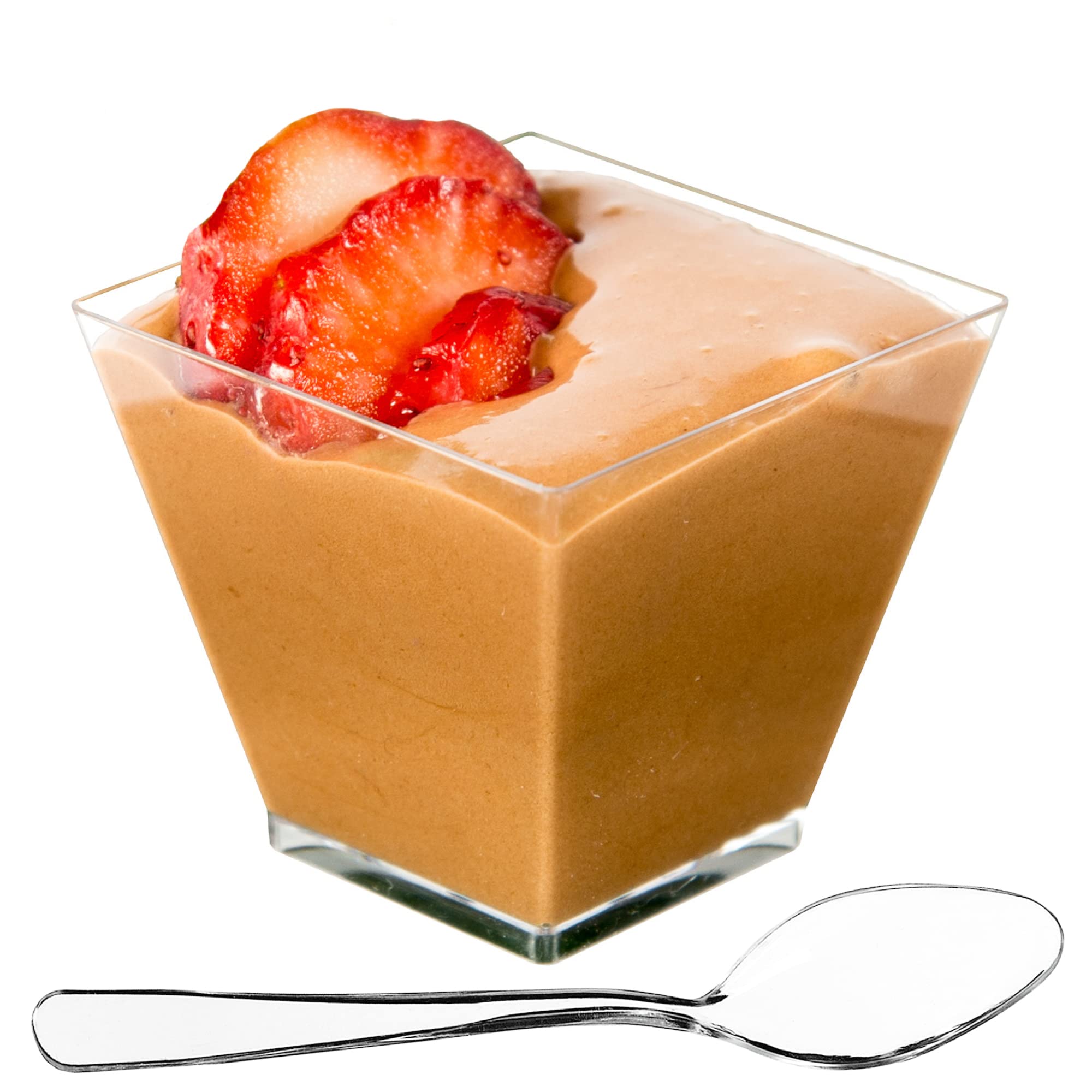 500 Mini Dessert Cups with Spoons [3.5 oz, Square]