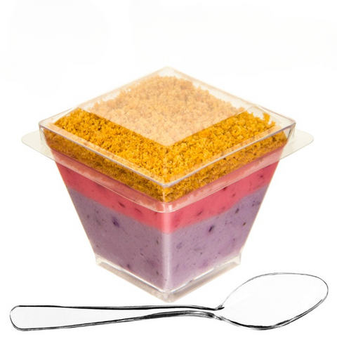 Image of 1000 Mini Dessert Cups (Spoons + Lids) [2 oz, Square]