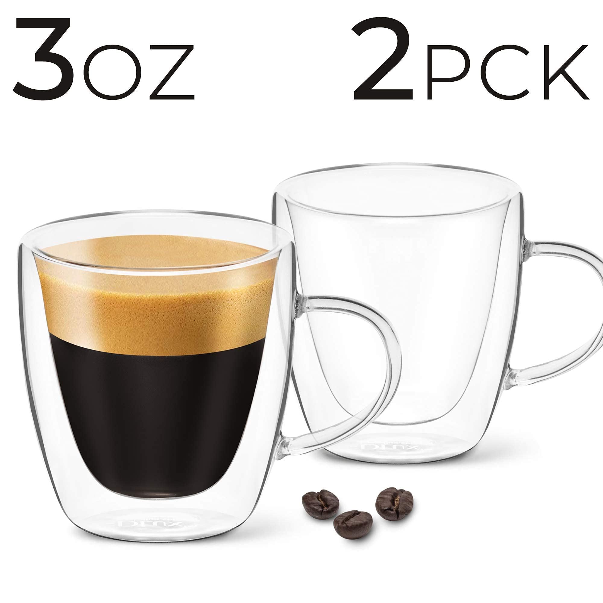 3oz Espresso Cups with Handles ( Set of 2 )