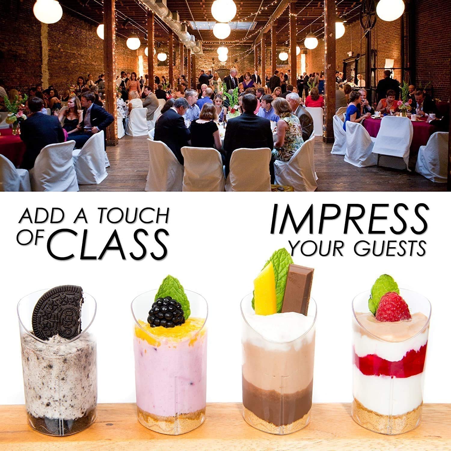 280 Mini Dessert Cups with Spoons [3 oz, Slanted Triangle]