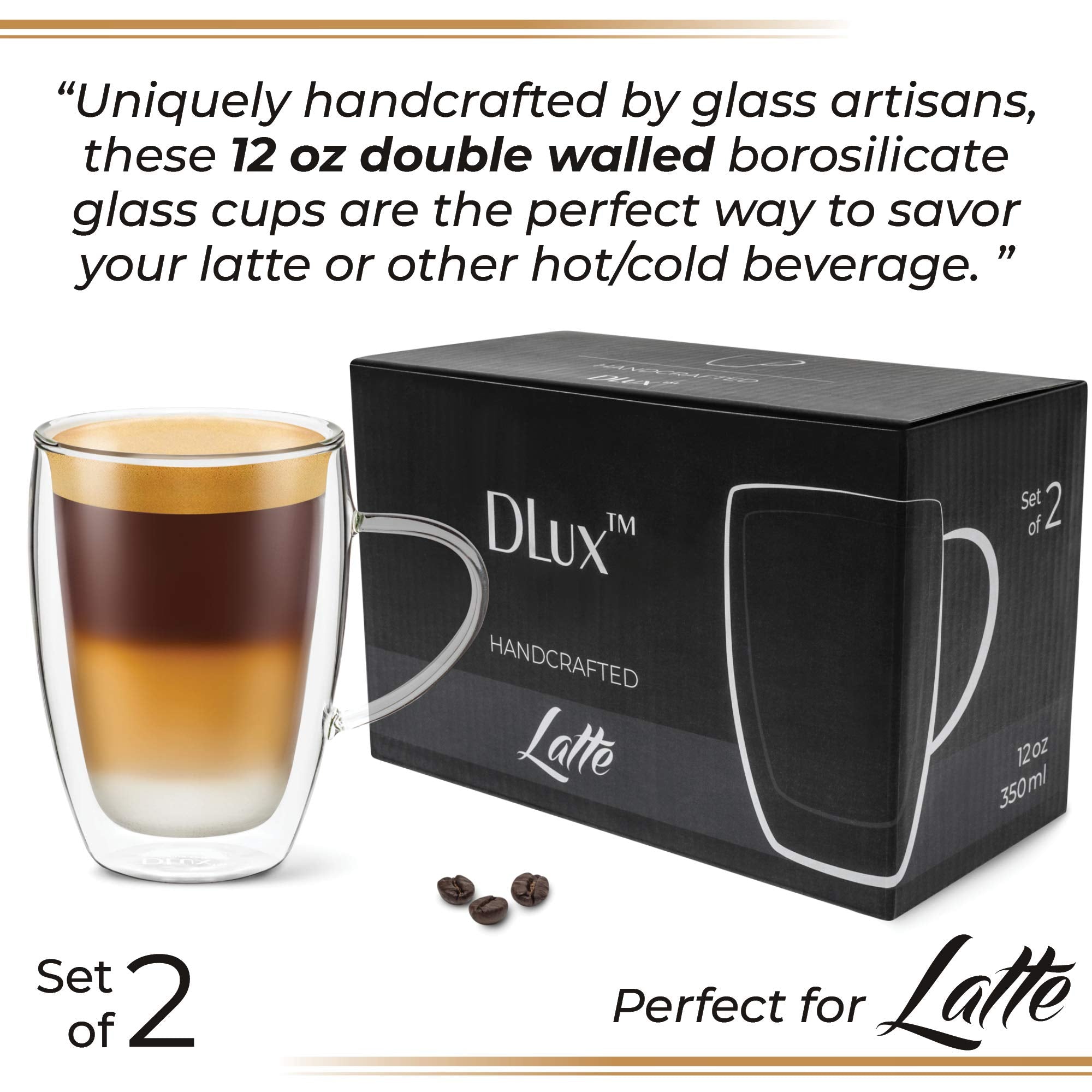 12oz Coffee Mugs with Handles ( Set of 2 )