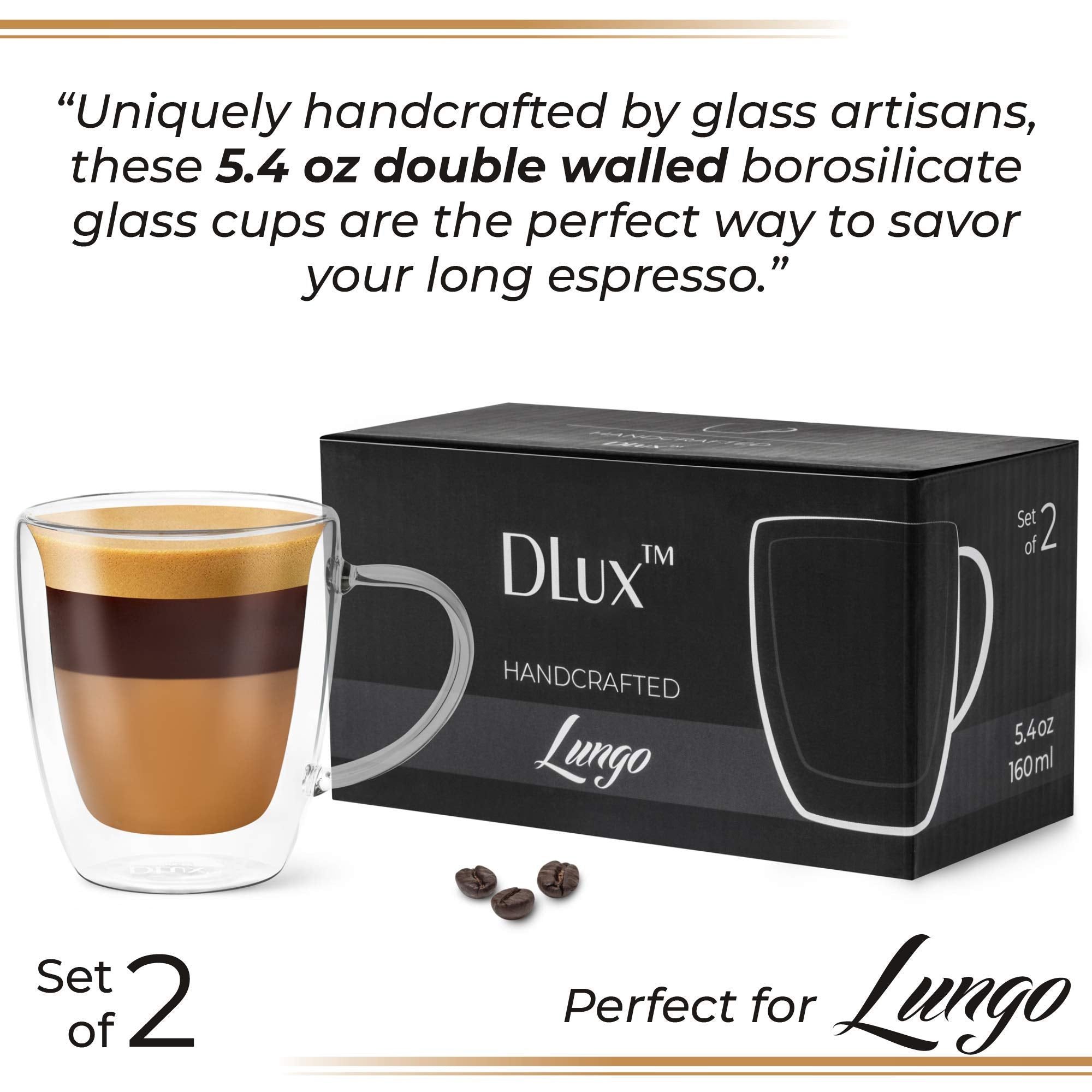 5.4oz Espresso Cups with Handles ( Set of 2 )