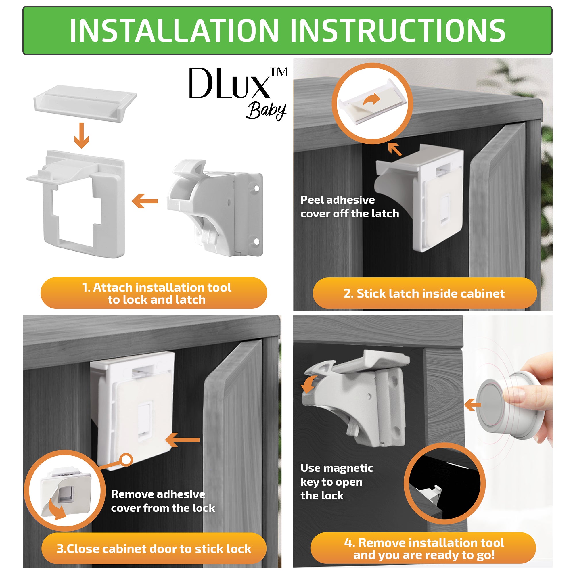 DLux Baby Safety Magnetic Cabinet Locks - 41 pack