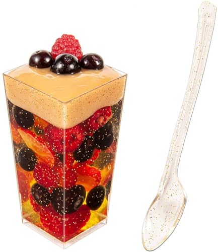 3oz Square Glitter + Spoons ( 50 Pack )