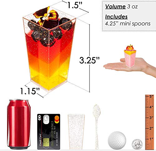 3oz Square Glitter + Spoons ( 50 Pack )