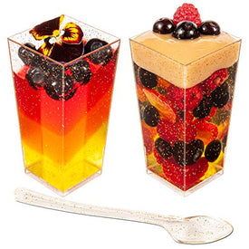 3oz Square Glitter + Spoons ( 50 Pack )