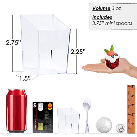 Image of 3oz Square Slanted + Spoons  ( 32 Pack )