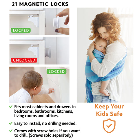 Image of DLux Baby Safety Magnetic Cabinet Locks - 41 pack