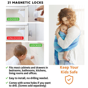 DLux Baby Safety Magnetic Cabinet Locks - 61 pack